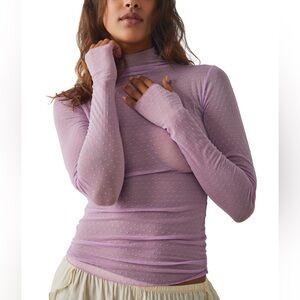 Free People Intimately On the Dot Layering Top, Bubble Tea, sz S | mesh lavender